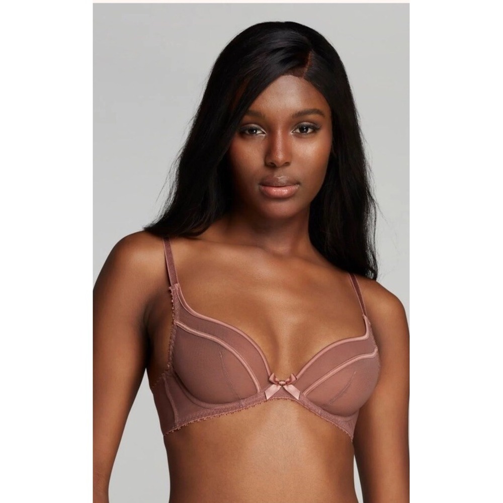 Agent Provocateur Cruz Chocolate Brown Mesh Balconette Bra 34D
